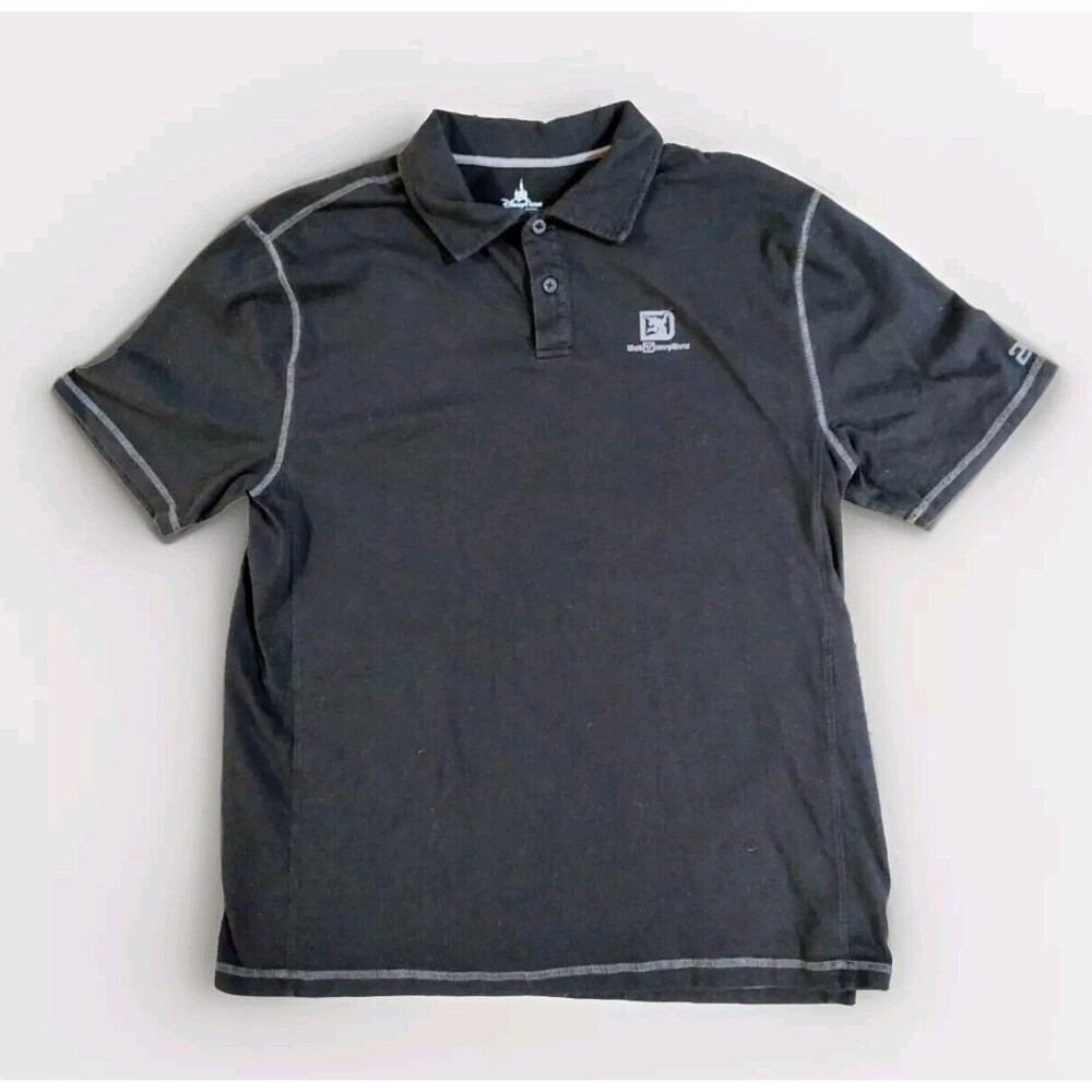 Walt Disney World 2017 Gray Black Size Large Logo Polo Shirt Wdw Fast Shipping